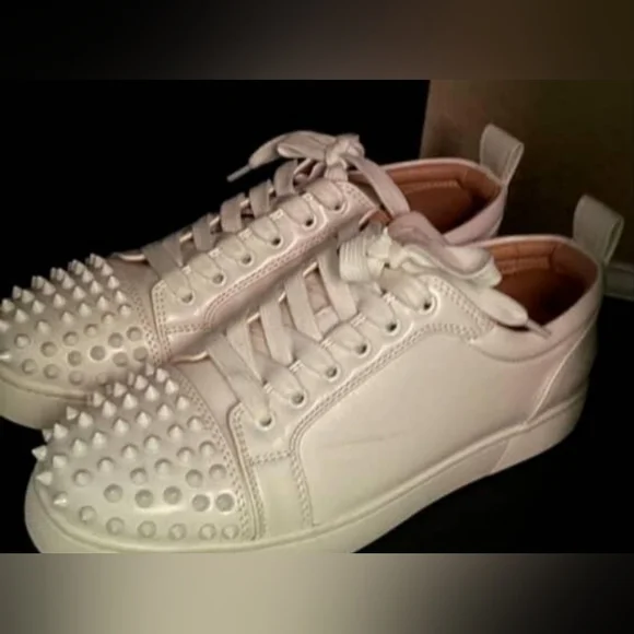 Christian Louboutin White Studded Low-Top Sneakers